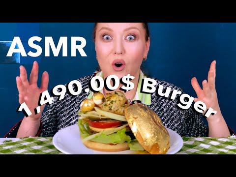 ASMR 1,490.00$ Burger | Wagyu Meat | 24 K Gold Layers | Beluga Caviar | Truffle Sauce| Eating Sounds