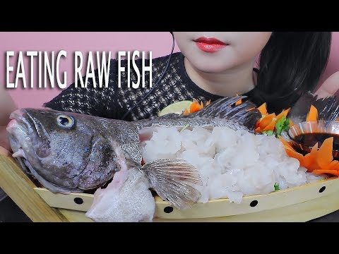 ASMR EATING RAW BLUE SPOTTED GROUPER FISH EATING SOUND | LINH-ASMR 먹방 mukbang