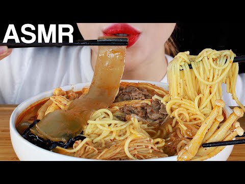 ASMR Mala Hot Pot with Corn Noodles Glass Noodles 마라탕 (옥수수면, 중국당면, 각종 버섯) 먹방 Mukbang Eating Cooking