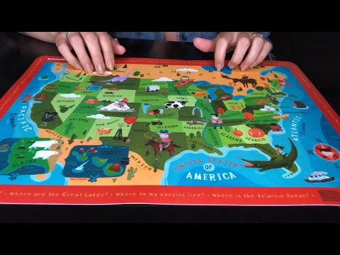 ASMR || 🇺🇸Show ‘n Tell USA Placemat🇺🇸 || tapping, whispering, tracing