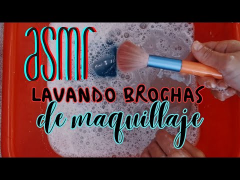 LAVANDO BROCHAS de maquillaje | brush cleaning asmr  | ASMR Español