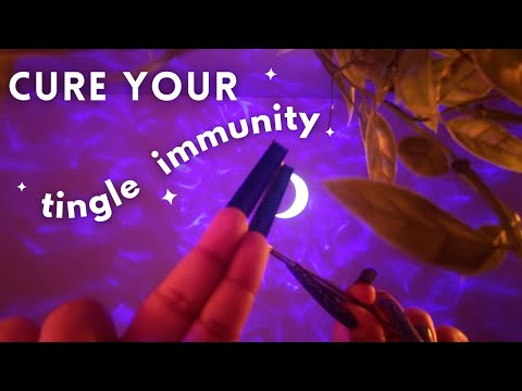 ASMR Cure Your Tingle Immunity , Plucking , Cord Cutting with Layered Sounds, Face Brushing etc