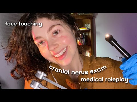 ASMR EXTREMELY relaxing CRANIAL NERVE EXAM ROLEPLAY with follow the light, face touching (medical)
