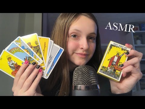 ASMR TAROT CARDS, TAPPING AND DESCRIBING MY FAVORITE CARDS W/ FIRE CRACKLING SOUNDS