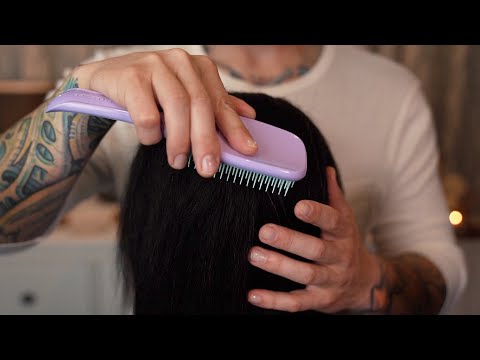 ASMR | Gentle and Slow Hair Brushing on Relaxed Afro Hair | No Talking Male