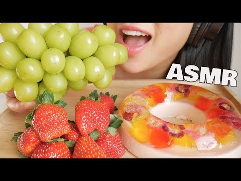 ASMR GIANT DONUT JELLY CAKE + MUSCAT GRAPES + STRAWBERRY (EATING SOUNDS) NO TALKING | SAS-ASMR