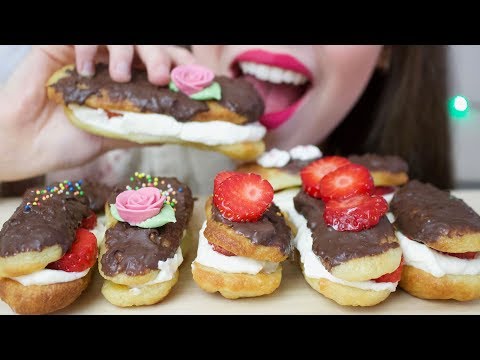 ASMR CHOCOLATE ECLAIRS (SOFT & CRISPY Eating Sounds) No Talking