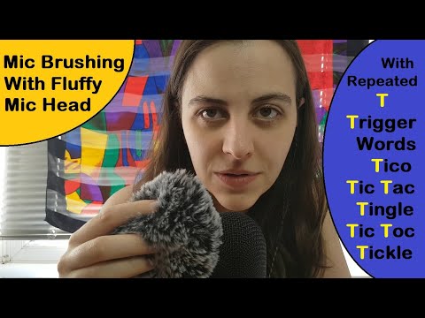 ASMR Mic Brushing |Fluffy Mic Head| Repeated T Trigger Words (Tico, Tingle, Tickle) Then No Talking