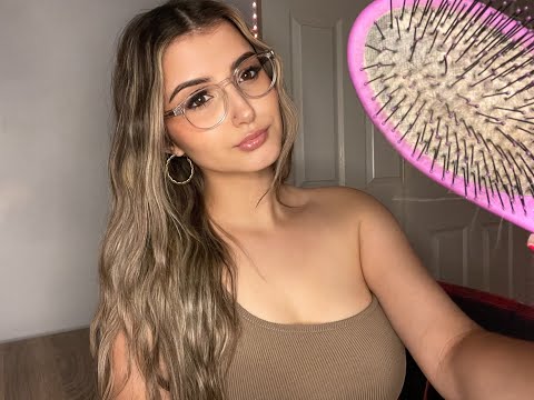 ASMR - HAIR BRUSHING (PERSONAL ATTENTION, VISUALS, + RELAXING WHISPERS)