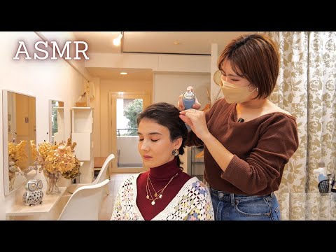ASMR 🤎Cozy Hair Styling in Japanese Salon (Soft Spoken)