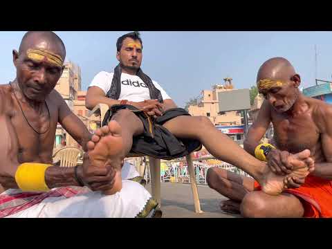 ASMR Indian Street Barber |Four Hands Foot Massage @ Varanasi | Asmr Yogi