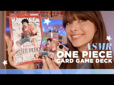 ASMR 🏴‍☠️ One Piece 🏴‍☠️ TCG Straw Hat Deck Unboxing! Whispering, Tapping & Card Shuffling