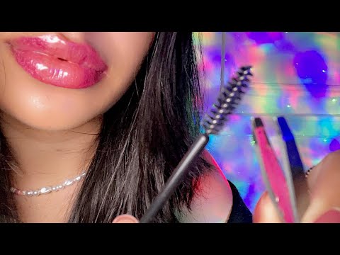 ASMR~ Plucking Your Eyebrows w/ Spoolie Nibbling & Mouth Sounds LoFi