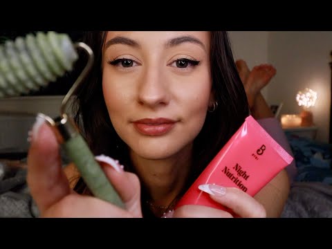 ASMR Big Sister Pampers You Before Bedtime 🌙 Skincare, Hair Brushing and Magazine Tracing for Sleep