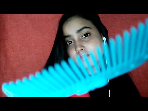 ASMR Relaxing Camera Combing with Mouth Sounds