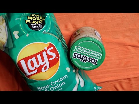 LAYS SOUR CREAM & ONION SPINACH DIP ASMR EATING SOUNDS