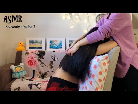 ASMR *Comfort Scratching* 😴 Scalp + Back Scratching THROUGH THE HAIR, Then UP THE NAPE! Brushing 2