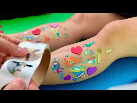 ASMR Peeling GoOd Leg Massage! Applying Stickers on My Cousin's Legs & Peeling Them Off! (👶🏻cameo)