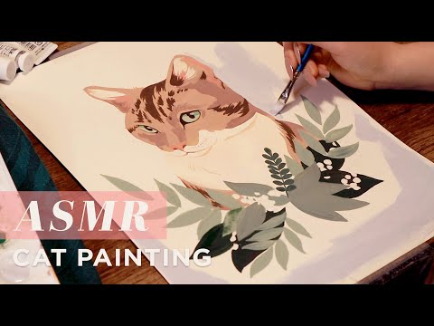ASMR Paint a Cat With Me! 🐾  Relaxing background noise • Brush, Mixing, Misting & Washing sounds