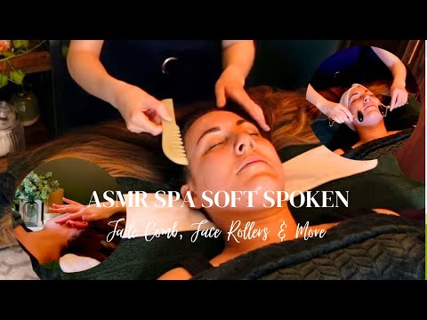 ASMR SPA Facial To Help You Sleep | Jade Comb, Face Rollers,Scalp & Gentle Lymph Massage Soft Spoken