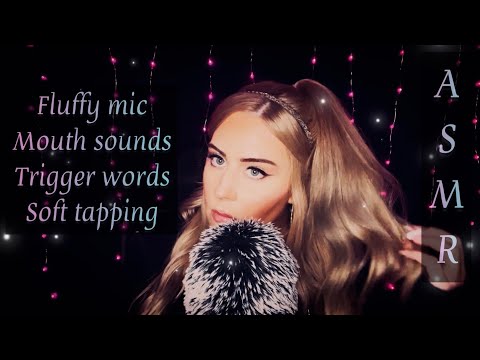 ASMR🌙 Fluffy mic, mouth sounds, trigger words, nail tapping, hair play & + for relaxation & tingles