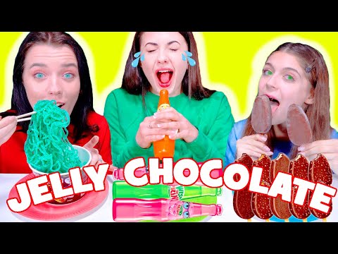 ASMR Jelly Food VS Real Food VS Chocolate Food Challenge | Mukbang Eating Sounds