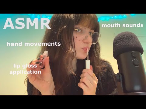ASMR ~ Mouth Sounds, Hand Movements & Lip Gloss Application (No Talking)