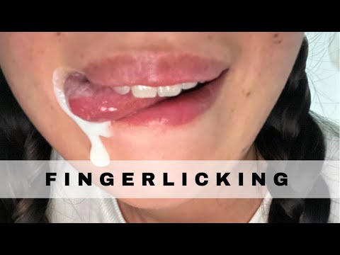 ASMR Licking yoghurt fingers | Mouth sounds (no talking)
