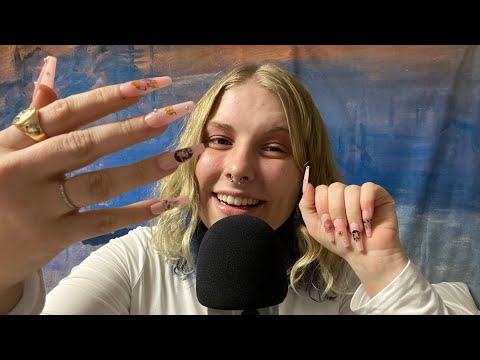 ASMR│fake nail on nail tapping sounds! fast vs slow + mouth sounds💗💅🏻