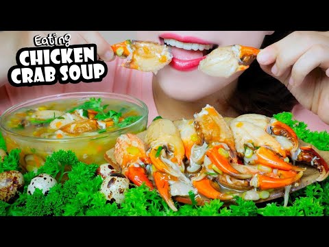 ASMR COOKING SOUP WITH MUSHROOM x CORN x CHICKEN x CRAB , EATING SOUNDS | LINH-ASMR