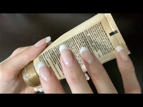 ASMR Tapping Skincare Products with Long Nails