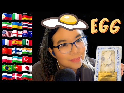 ASMR EGG IN DIFFERENT LANGUAGES (Soft Speaking, Tapping, Mouth Sounds) 🍬🥚 Trying Yemas