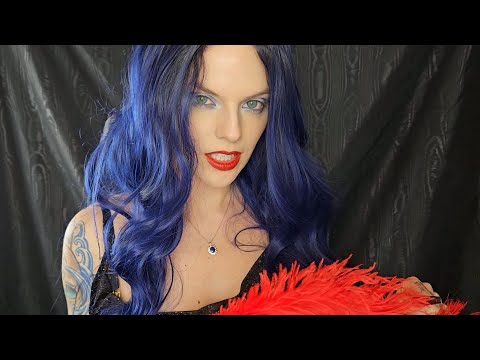 ASMR Femme Fatal Vampire Tickling Interrogation | Long Fake Nails & Feather | Film Noir