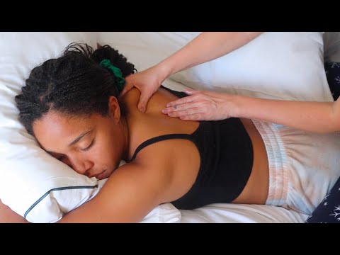 ASMR back tickle and lotion massage on Adrianna (whisper)