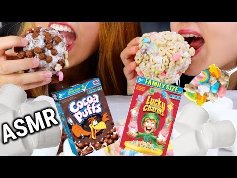 ASMR MARSHMALLOW CEREAL TREATS EXTREMELY STICKY AND MESSY EATING SOUNDS MUKBANG