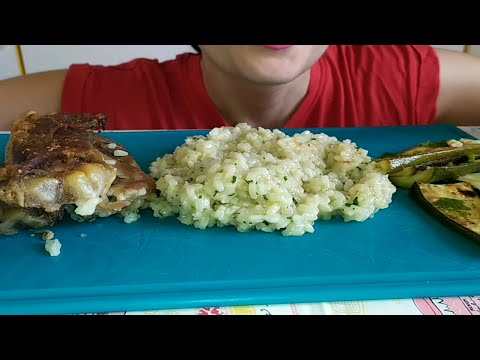 ASMR Roasted PORK BELLY 🐷 * RICE * ZUCCHINI * INTENSIVE EATING SOUND
