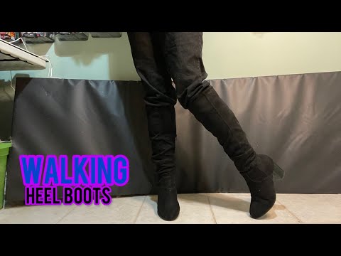 ASMR Walking Sounds (Heel Boots Walking)Try On! No Talking [My NEW Black Boot Heels!) 👢 👢