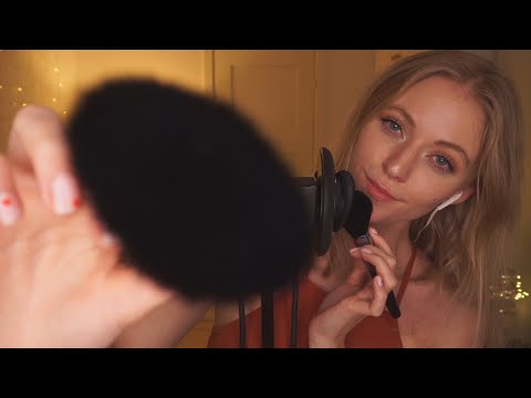 ASMR | Super calm face and ear brushing (Simultaneously face and ear brushing) | 3DIO