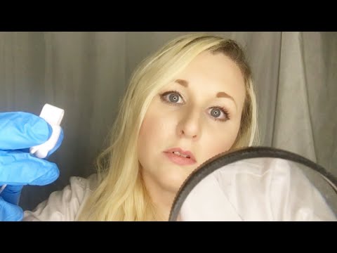 ASMR Close Up Face Exam and Light Treatment | Gloves, Light, Magnifying Glass