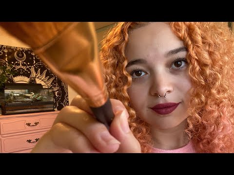 ASMR Cutting Bangs & Dying Your Roots Pink [Combing, Up Close & Personal, Hand movements]