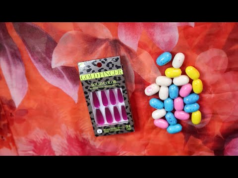 READY TO WEAR SOLID COLOR GEL PRESS ON NAILS ASMR CHEWING GUM SOUNDS