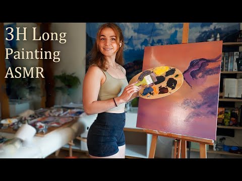 3H Painting ASMR with RELAXING Presence like BOB ROSS | painting compilation