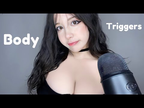 ASMR | Fast body triggers ( collarbone tapping + hand sounds + nails tapping)