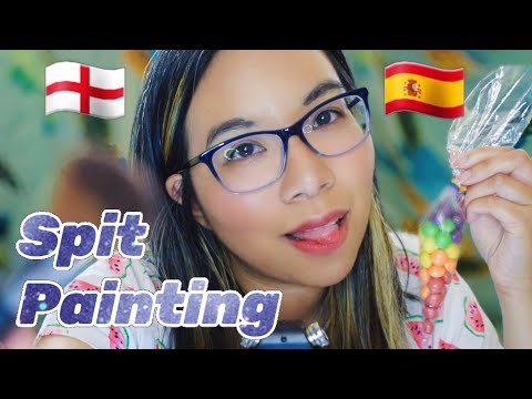 ASMR SPIT PAINTING YOU (Candy, Layered Mouth Sounds, English & Spanish) 🌈🇪🇸🇬🇧 [Bilingual Roleplay]