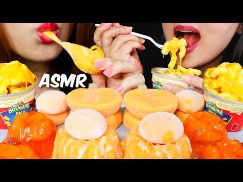 ASMR ORANGE FOOD (Ice Cream, Mochi, Jello, Cake, Mac & Cheese) 리얼사운드 먹방 | Kim&Liz ASMR