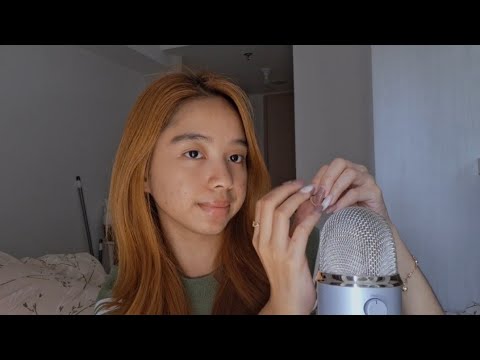 ASMR nail triggers (nail tapping, clacking, scratching, mic tapping, scratching) with mumbling🤭