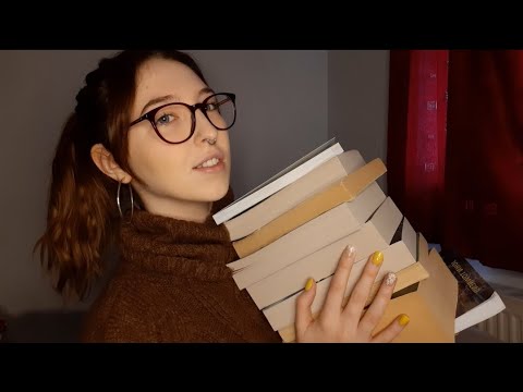 ASMR book haul & glasses tapping | relaxing whispers for tingles & sleep