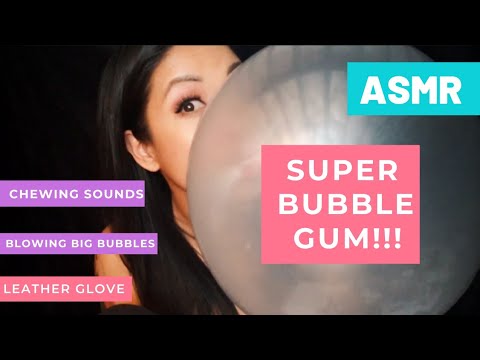 ASMR| ⚪Bubble Gum⚪ Minimal Talking Chewing Sounds Big Bubbles One Leather Glove Mic Brushing