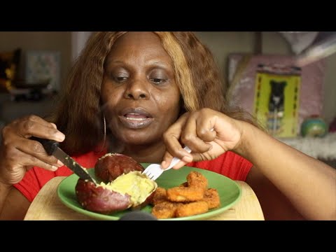 White Sweet Potatoes Chicken Nuggets ASMR Eating Sounds