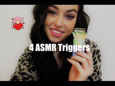 4 ASMR Triggers! Match lighting, Hair brushing, Chalkboard, Air tracing
